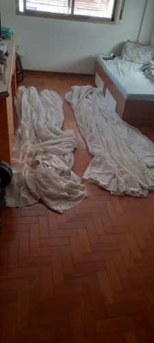 Cortinas de voil, usadas, (lote) 3 jogos de cortinas