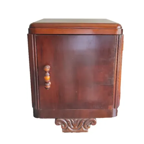 Mesa De Cabeceira Clássica Em Madeira Nobre Brilhante Marrom (Usado)