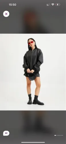 Jaqueta Bomber de Couro Sintético Preta