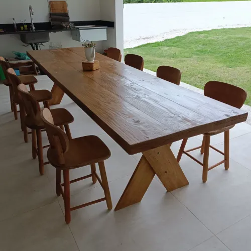 Mesas novas rústica para área de churrasco. Mesa para área gourmet