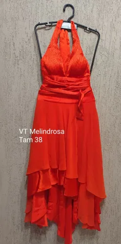 Vestido cetim/crepe Tam 38