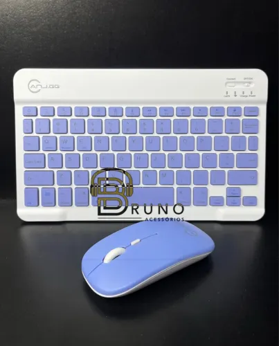 Kit Teclado e Mouse Sem Fio Bluetooth - Azul