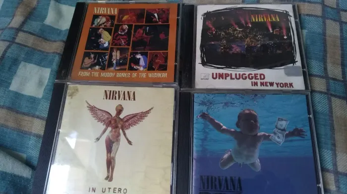 Nirvana lote de cds: never mind, in utero, unplugged e live