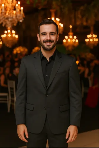 Terno completo preto risca de giz