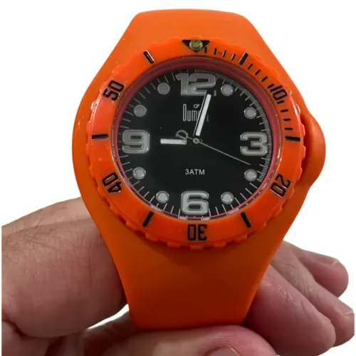 Relogio Masculino Dumont Esportivo Alaranjado Quartz Pulseira 30M Resistente Água Original
