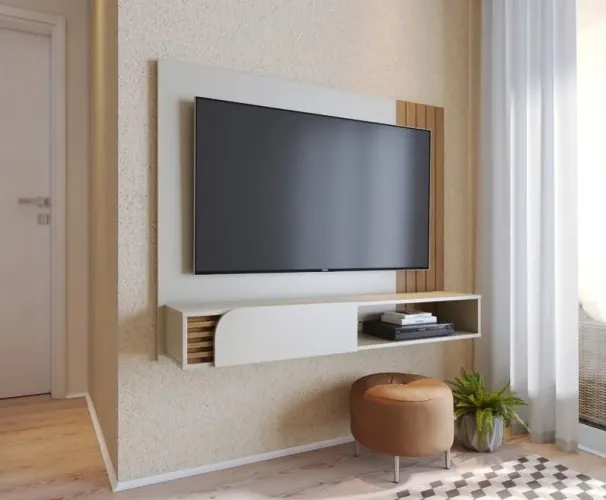 Painel para TV com rack suspenso 