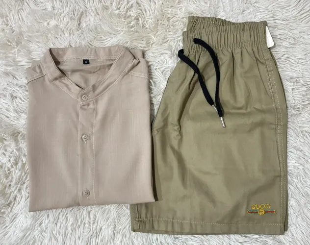 Kit Camisa botão e short sarja 