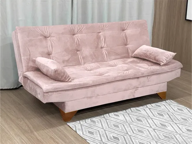 Sofá Cama Rosa Elegante - Conforto e Estilo a42