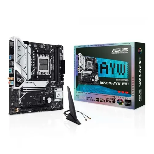 Placa Mãe Asus B650M-AYW WIFI, AMD AM5, DDR5, 2 Slots NVME, Nova, Lacrada
