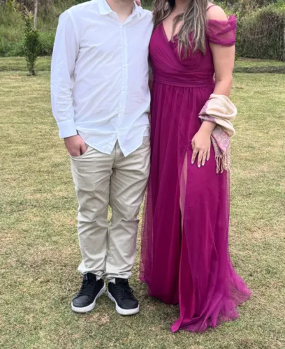 Vestido longo para madrinha Fucsia
