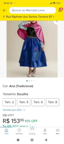 Vestido infantil fantasia da Ana.