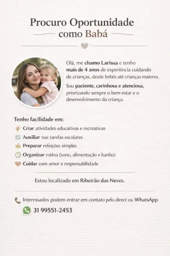 Babá em Ribeirão Das Neves