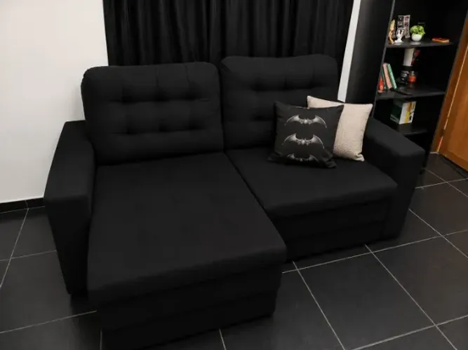Sofá 2 lugares retrátil preto
