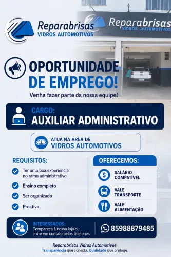 Oportunidade vaga disponível auxiliar administrativo 