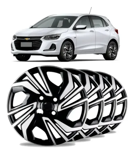 Kit Calotas Rodas Aro 15 Novo Onix Hatch Sedan Diamantada Padrão Original Grid