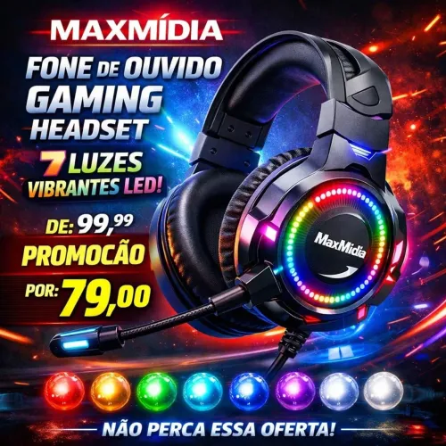 FONE DE OUVIDO GAMER COM LED 