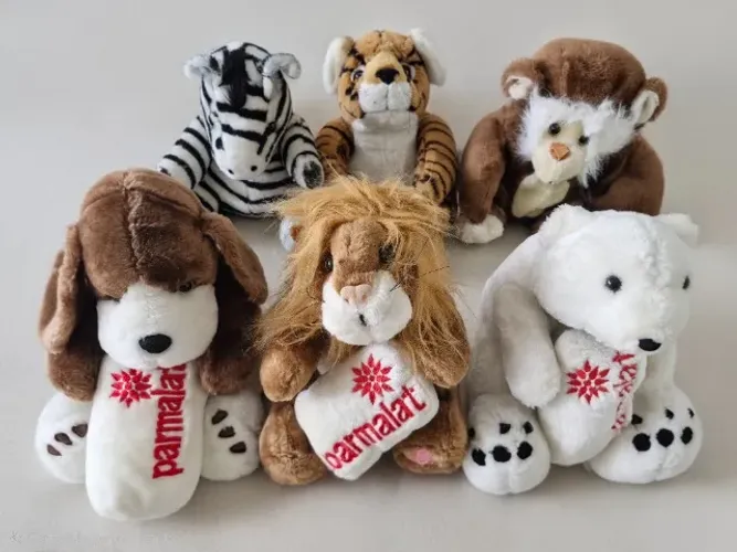 Bichinhos Parmalat- Tigre, urso, leão, cachorro, macaco e zebra