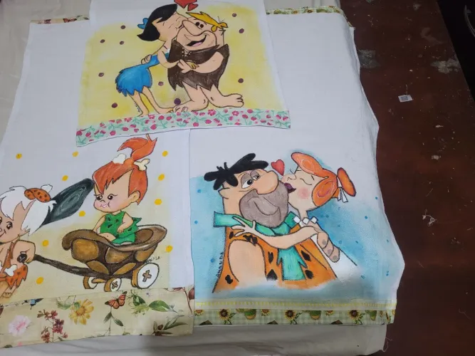 Pano de prato pintado a mão