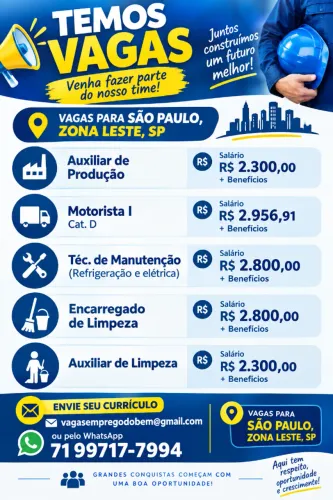 VAGAS DE EMPREGO - SÃO PAULO