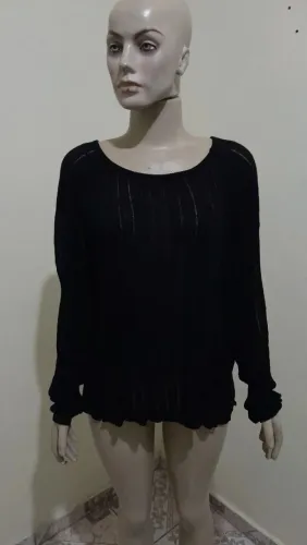 Blusa Preta de Crochet 