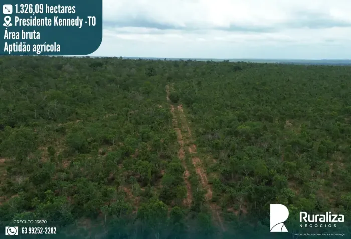 Fazenda Bruta em Presidente KennedyTO | 1.326 ha | Rio | Próxima à BR-153
