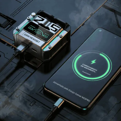 Fone de Ouvido Sem Fio M25Pro Bluetooth 5.3 com Estojo Carregador, Cancelamento de Ruído