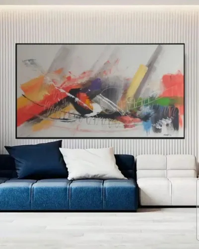 Quadro pintado Abstrato colorido