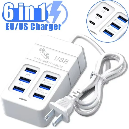 Kit 2x Adaptadores hub carregador USB 3.0 pd 6 em 1 35w