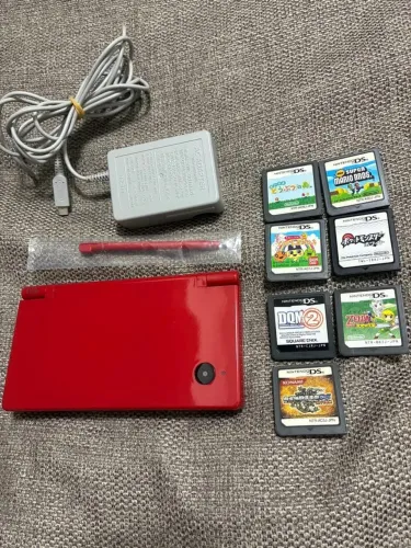 Console DSi vermelho JAPÃO - 7 Jogos + Brinde