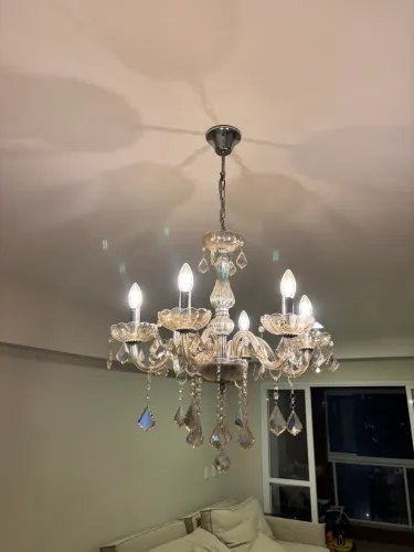 Lustre de cristal na cor bronze com 6 braços