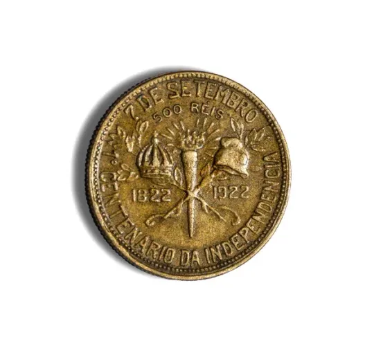 Moeda de 500 Réis Brasileiros - SOB. 100 anos Independ. Ano 1922 - D.PEDRO I.