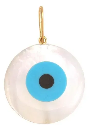 Pingente Olho Grego 15 mm Argola Ouro 18 Kilates