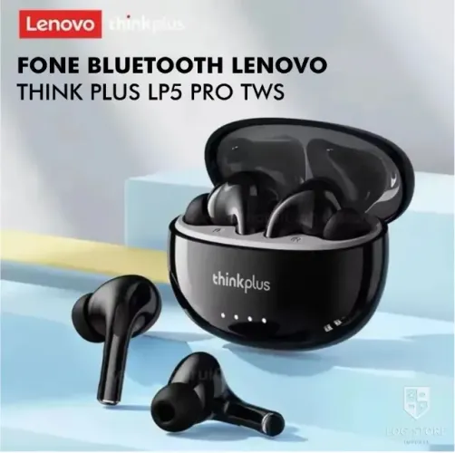 Fone Bluetooth Lenovo LP5 Pro Preto Baixa Latência IPX5 Som Potente Original