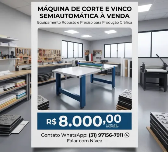 Mesa semiautomática para corte e vinco