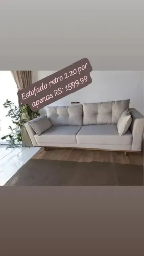 Sofá retro 2.20 em linho espuma selada pro D.28