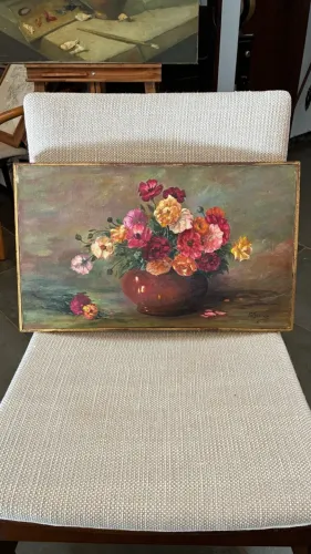 Pintura a Óleo Natureza Morta com Flores