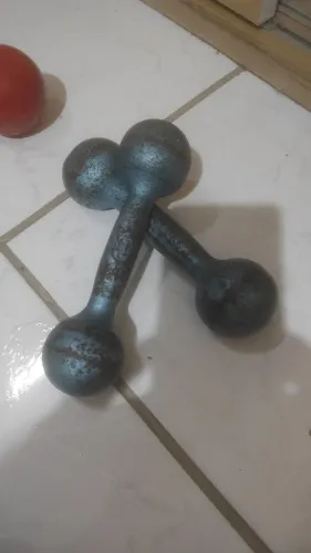 Par de Halteres 1 kg de Ferro Azul - Academia em Casa