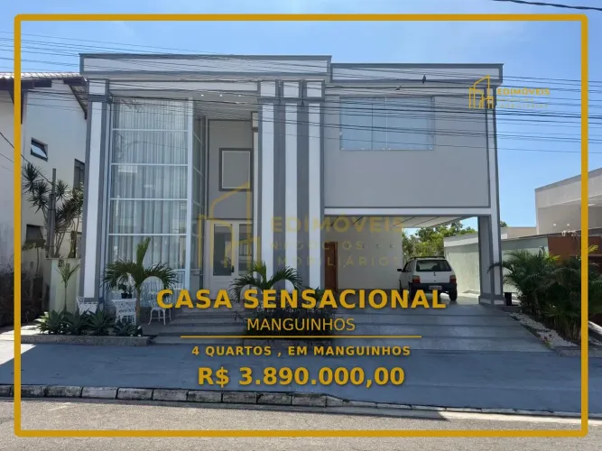 Casa Espetacular em Manguinhos: Arquitetura Imponente e Ambientes Amplos!