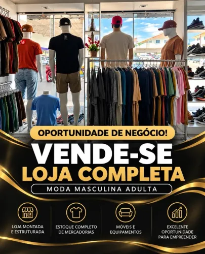 VENDE-SE LOJA COMPLETA DE MODA MASCULINA BIGUAÇU/SC
