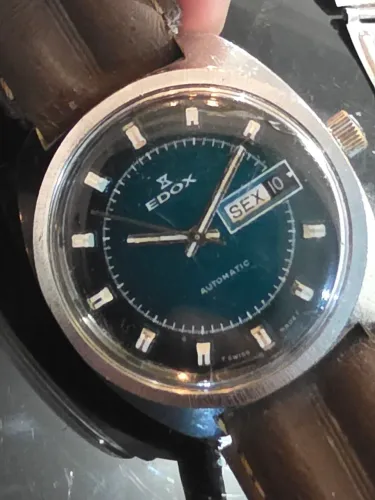 Relógio suíço masculino Edox Automatic vintage original anos 70 calibre ETA 2789