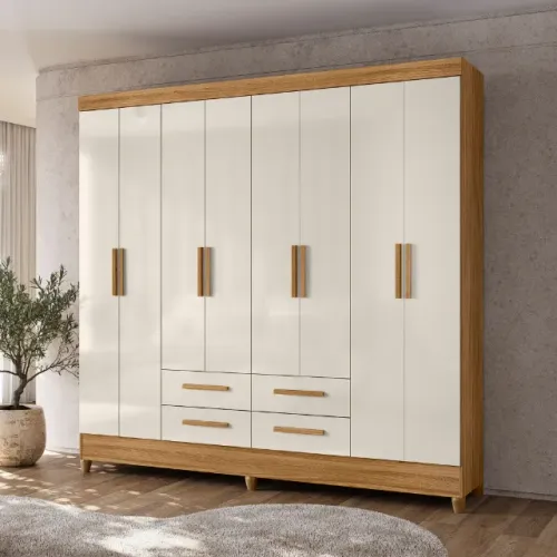 GUARDA ROUPA CASAL 8 PORTAS - MONTAGEM E FRETE GRÁTIS