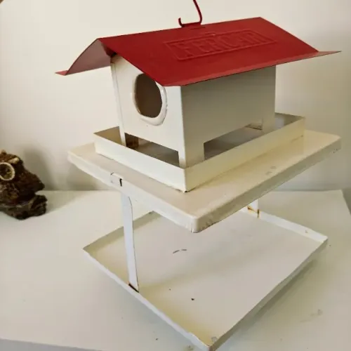 Comedouro para Pássaros em Metal 2 Andares com Casinha para Ninho Grande