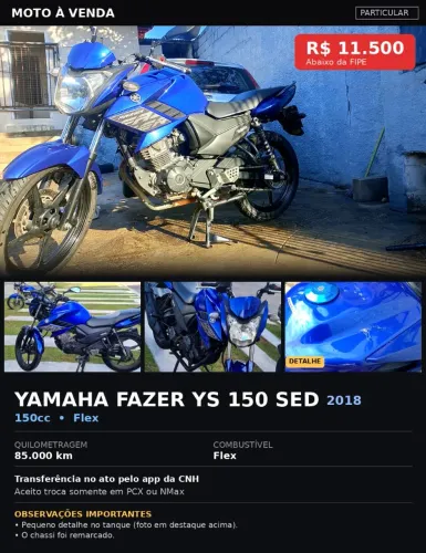 Vendo ou troco Fazer 150cc