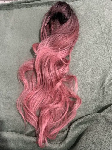 Peruca rosa ombré 70 cm 