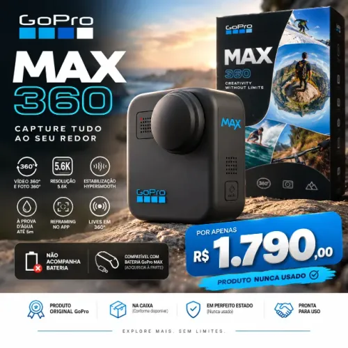 GoPro MAX 360 - Nova, Nunca Usada
