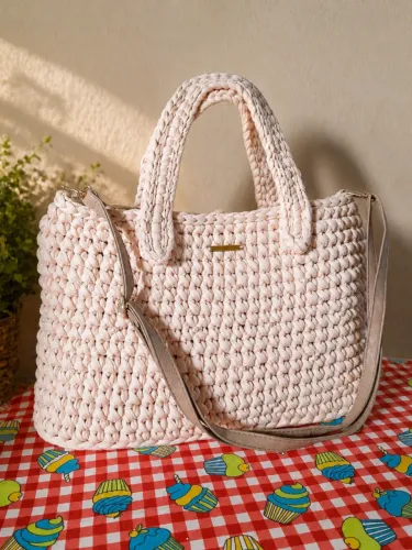 Bolsa De Crochê Fio De Malha (Nova).