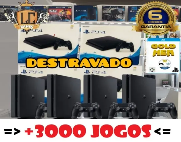 PLAYSTATION 4 SLIM DESBLOQUEADO COM 3OOO JOGOS e GARANTIA O6 MESES I LOJA FISICA
