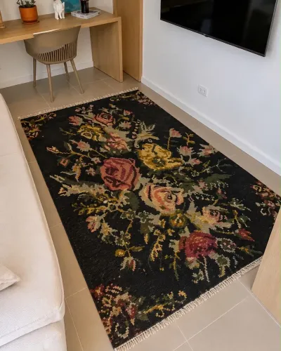 Tapete japonês kilim floral