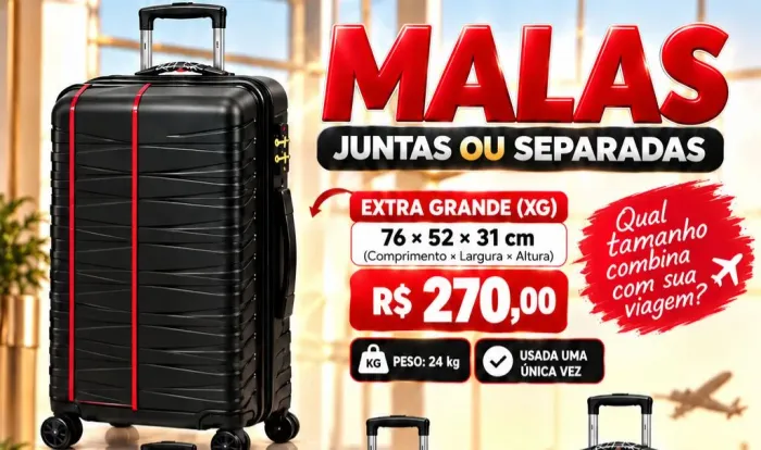 Kit de Malas junto ou separadas novas sem uso