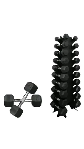 Jogo de halters cromado sextavado de 01 a 10kg com suporte em promoção